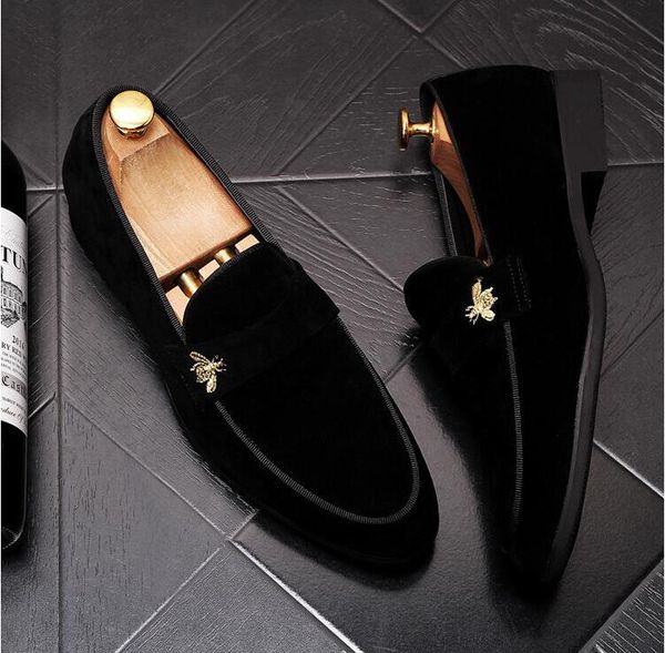 

new arrival men charming glitter embroidery crown flats dress loafers gentleman shoes male wedding homecoming evening groom prom, Black