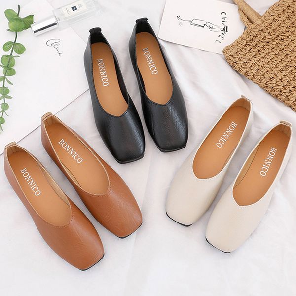 

2019 women flats square toe slip on flat shoes woman loafers boat shoes black oxford comfortable ladies female a7475