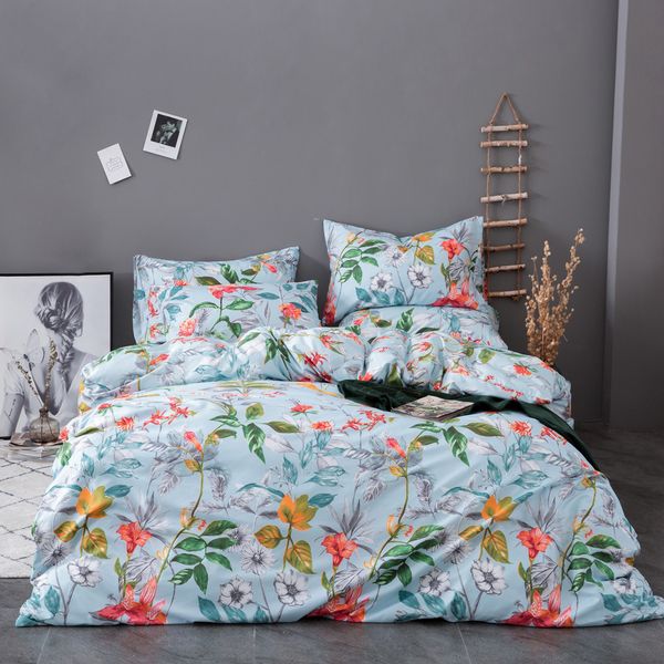 

duvet cover set bedding soft comforter cover with flower printing microfiber quilt cover  king size