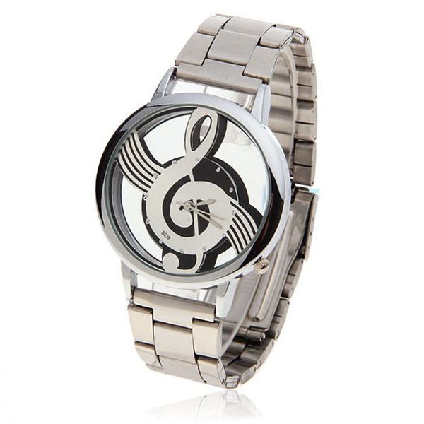 

unique watch funny steel band watches for women girls casual wear music notation metal quartz wristwatch watch, Slivery;brown