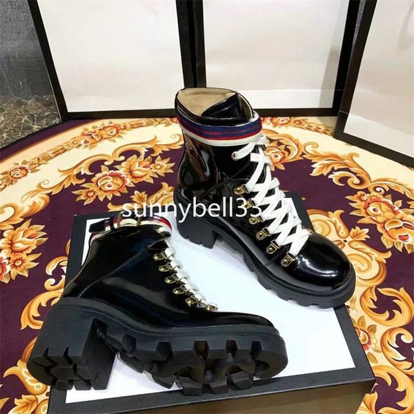 

2019 cowgirl martin boots with box women's trip embroidered leather ankle boot with sylvie web booties for women shoes 1gg2, Black