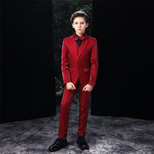 

юаньл мальчики костюмы blazer формального костюм для свадьбы фортепианной осени зима мальчики outfit slim fit kids костюмов shiny red, Black