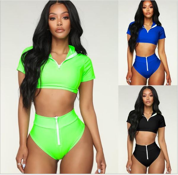 

sports bikini ladies swimming suit feature zipper