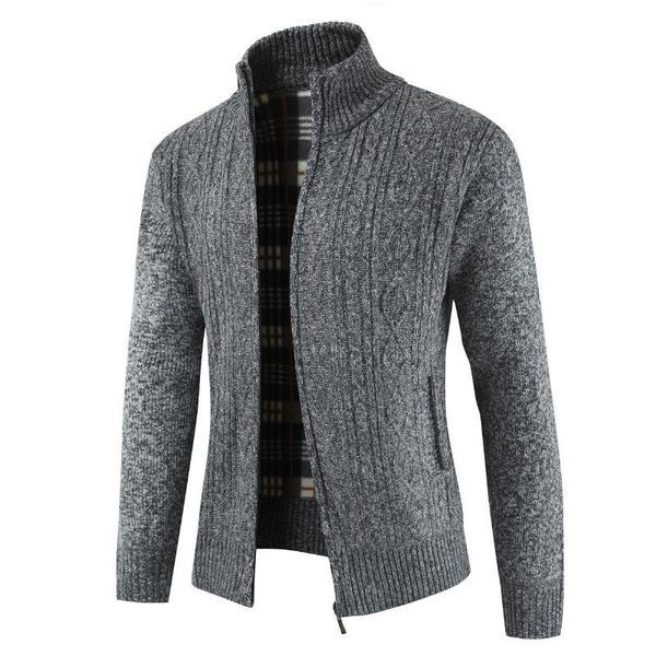 

men's sweater coat fashion thick knit comfortable stand collar zipper slim fit autumn winter warm coat sweater, Black;brown