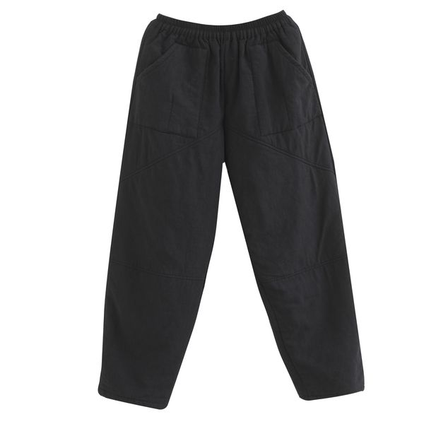 

withered black with embroidery harlan elastic waist big yards long leisure trousers, Blue