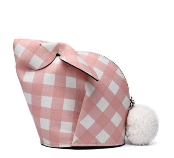 

Натуральная Кожа Гингем Банни Мини Сумка Кролик Crossbody Плеча Портмоне Для Женщин