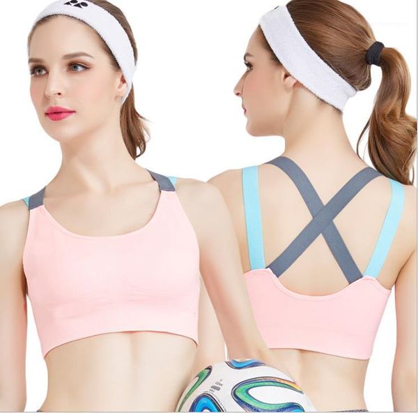 

sport bras designer contrast color fitness yoga bra females breathable wire camis womens beauty cross, White