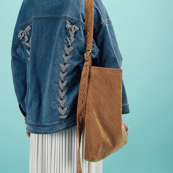 

fashion women corduroy adjustable shoulder bags 2018 winter new soft simple classic female students girls school handbags