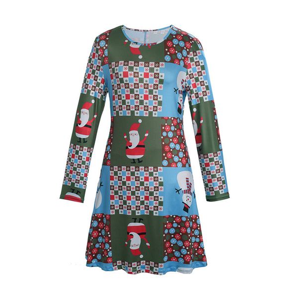 

Cartoon Santa Claus Printed Womens Dresses Long Sleeve Christmas Ladies Dresses Casual Womens Clothing