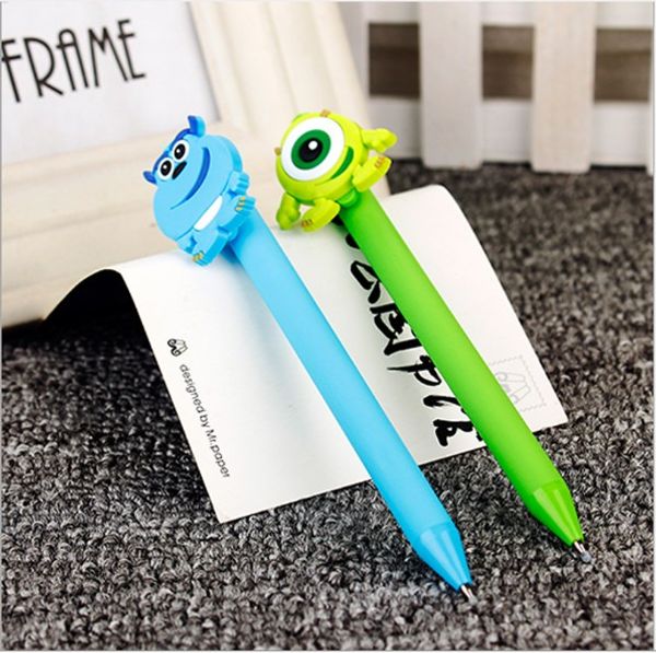

monsters inc sulley candy color frosted 0.5 mm black gel pen creative learning stationery ball-point pen for kids, Blue;orange