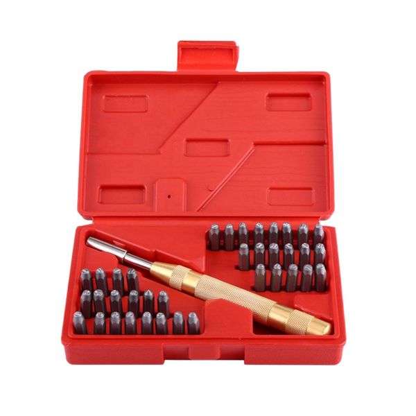 

38pc/set automatic letter number stamping metal punch stamp tools kit for plastics leather mark