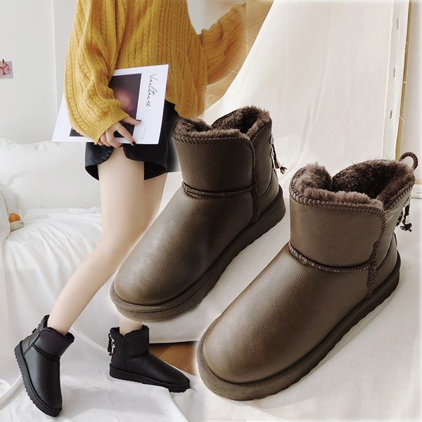 

lady boots winter shoes for women lace up booties woman 2019 low heel boots-women round toe australia ladies 2020 mid-calf mid, Black