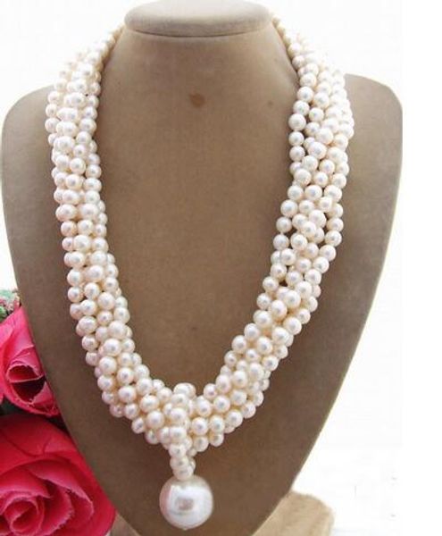 

charming 6strds white pearl shell pearl necklace, Silver