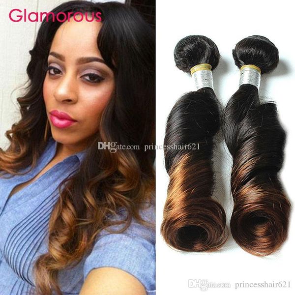 Glamorous Ombre Human Hair 2bundles Brazilian Hair Weaves 100g