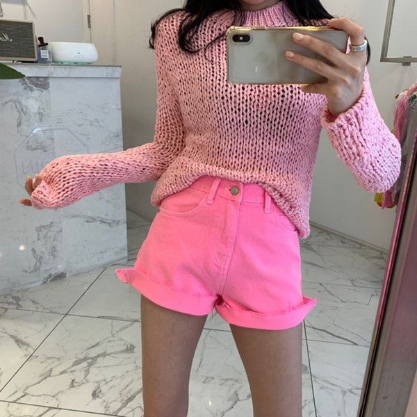 

2019 fashion solid color women sweaters pullovers loose knitted autumn casual hollow out pullovers women clothing, White;black