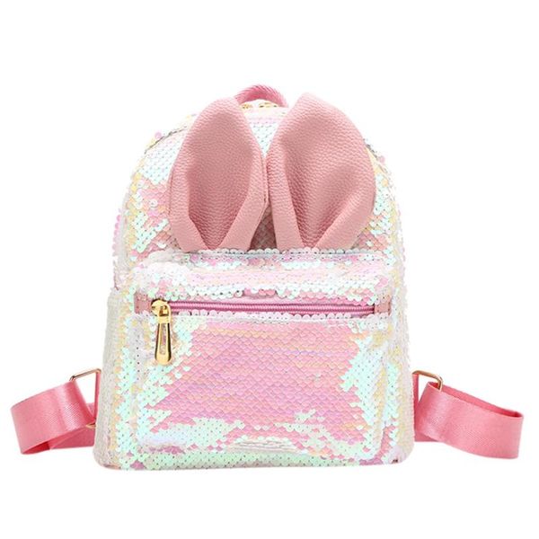 

children fashion trend large capacity sequins leather shoulder bag backpack student school bag backpack#g20