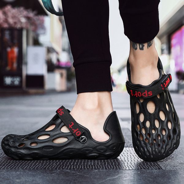 

men's cool summer sandals design hollow buckle coconut shoes men outdoor beach sandals personality eva soft walking shoes, Black