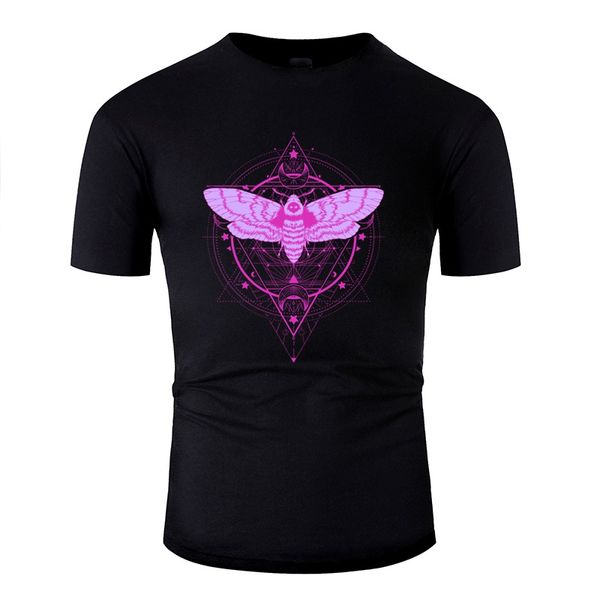 

create moth and crescent moon witchy pastel goth t shirt men round collar female cool women t shirts tee top, White;black
