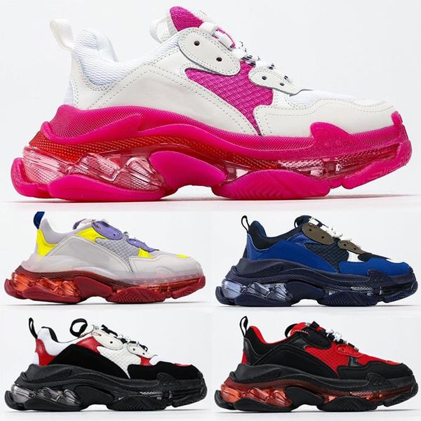 

горячие моды paris 17fw triple-s 3,0 sneaker синий черный тройной s повседневная обувь папа обувь мужская женщины beige бег спортивные трена, Black