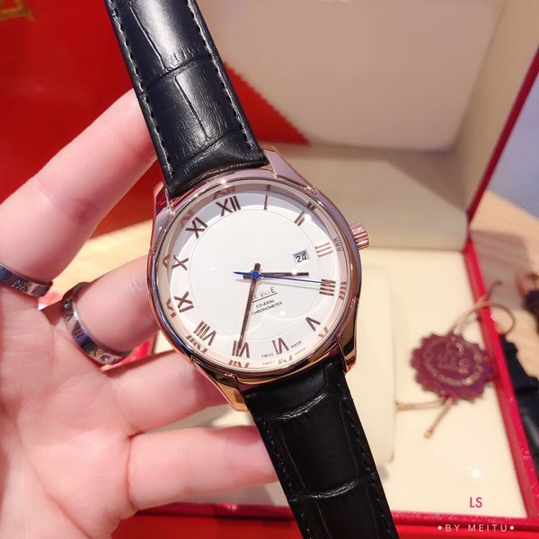 

items fashion man watch sport watch genuine leather chronograph wristwatch life waterproof male date clock drop shipping japan movement, Slivery;brown