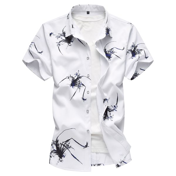 

european style creative 3d print fashion simple short sleeve shirt summer new soft comfortable luxury men shirtm-7xl, White;black