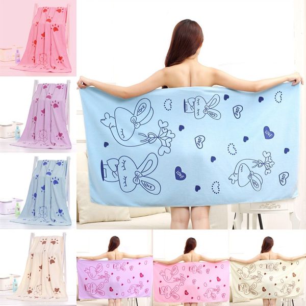 Microfibra banho toalha absorvente de secagem Bath Toalhas de praia Coelho Urso Imprimir Salon Loja Toalha de banho 70x140cm