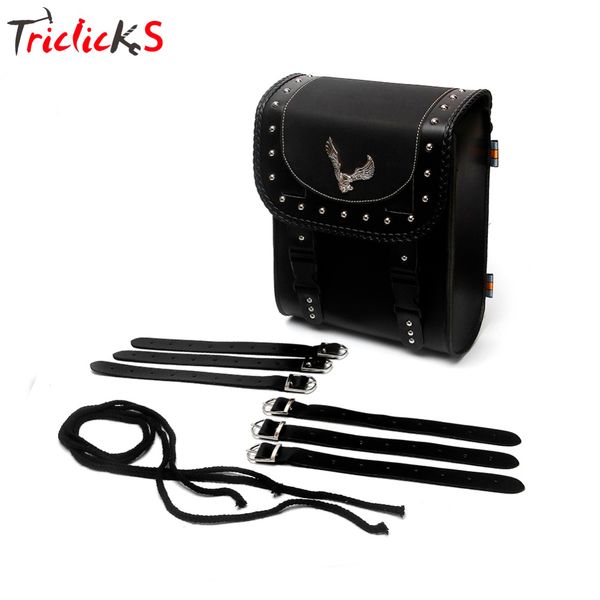 

triclicks motorcycle eagle pu leather side tool bag luggage saddlebag storage bags motorbike rectangle universal saddle bag new