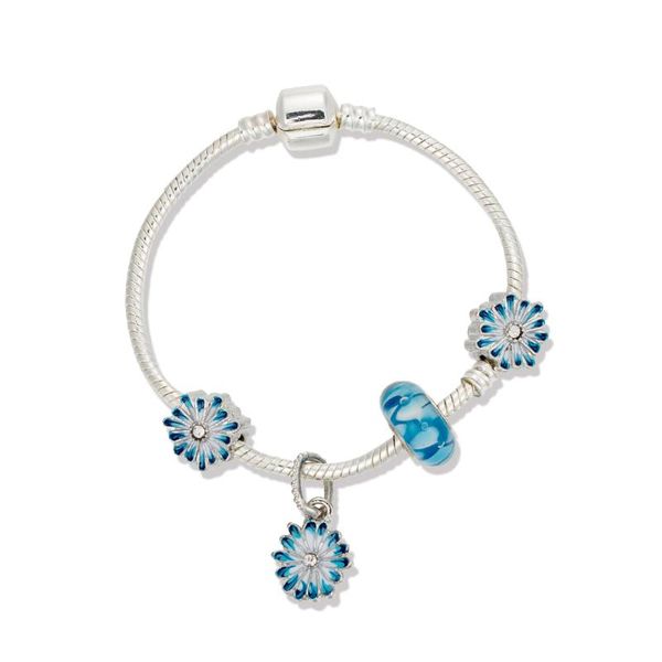 

viovia 2020 new arrival beads of color blue flowers daisy flowers design bracelets for original bracelet gift for women b20023, Golden;silver