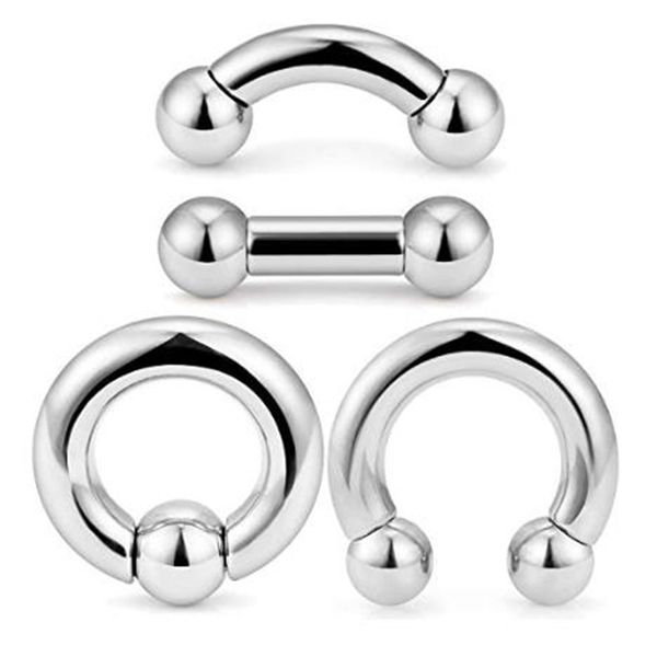 

8g internally threaded circular barbells horseshoe spring action captive bead bent cuved barbell straight barbell septum pa ring, Slivery;golden