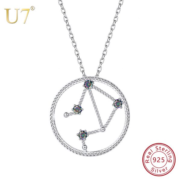 

u7 925 sterling silver libra zodiac sign necklaces & pendants constellation jewelry accessories for men/women birthday gift sc77