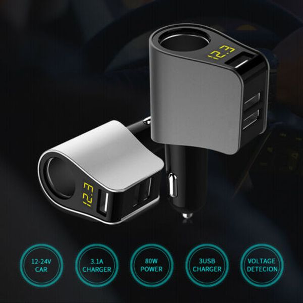 

двухсторонний автомобильный прикуриватель с двойным зарядным адаптером и usb-портом