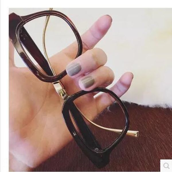 

vcruan brown plain myopia fashionable glasses frame round face myopia glasses, Silver
