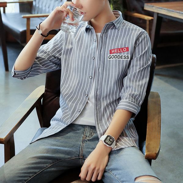 

дизайнер мужской молодежи из семи пунктов рукавом тенденция свободного покроя рубашки тонкий прилив, White;black