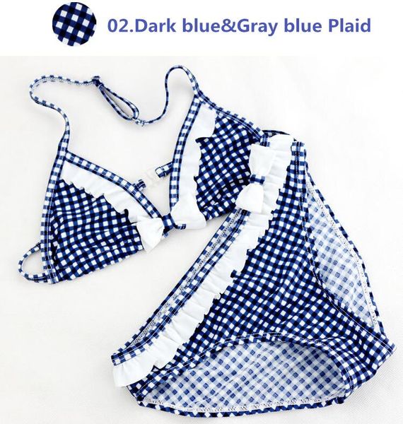 

girls swimwear 2 pieces blue/red/gray plaid kids bikini set 8-16y children swimsuit bathing suit summer beach swimming wear