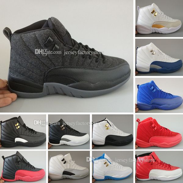 

new 12 12s mens womens basketball shoes white taxi flu game gs barons playoffs gym red french blue shoes, Black