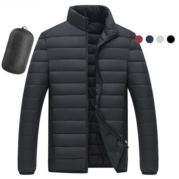 

new winter down jacket men's lightweight down jacket stand collar waterproof men's cotton coat parkas, Black