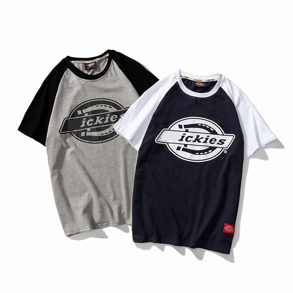 

2020 new men's clothing designer high-quality cotton t-shirt tide brand summer stitching short sleeve round neck short sleeve, White;black