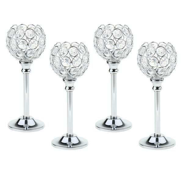 

crystal candelabra candelabrum candlestick candle holder bowl silver -m 4pcs