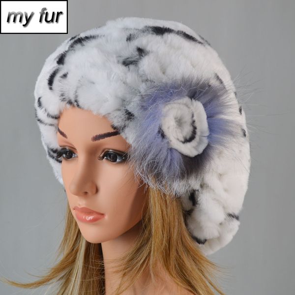 

new women knitting real rex fur hat 100% natural soft real rex fur caps lady winter warm hats, Blue;gray