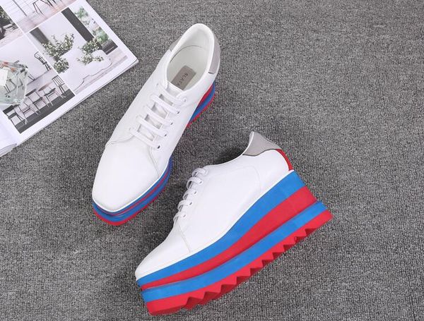 

2019 fashion new wholesale stella mccartney women shoes metallic leather wedge platform elyse nina 35-41, Black