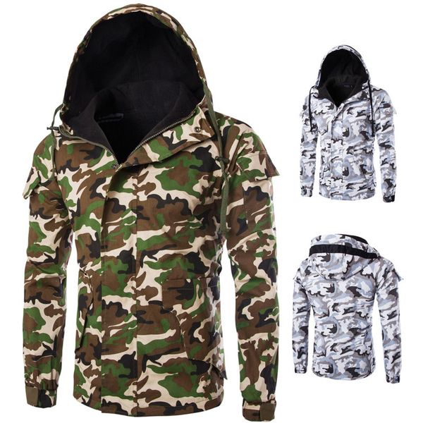 

2020 spring and autumn men's camouflage jacket casual hooded slim coat fashion male camouflage jacket brand clothing, Black;brown