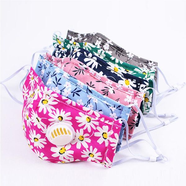 

flower face shields scarf breathable filtration can put filters 2020 summer fashion print dustproof bandana foulard cheveux, Blue;gray