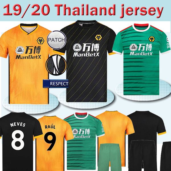 

19 20 wolves soccer jersey wolverhampt cutrone raul neves wolverhampton wanderers football shirt diogo j. uniforms men + kids kit thai, Black;red