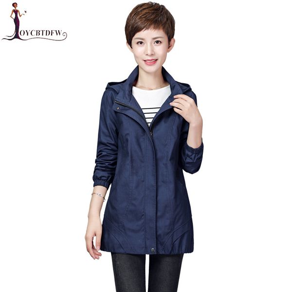 

ladies coat spring autumn middle-aged women windbreaker new korean large size 4xl jacket female hooded windbreaker outerwear 834, Tan;black