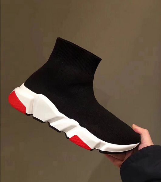 

brands designers men womens speed trainer slip-on sneakers air wool knit sock shoes women socks d02, Black