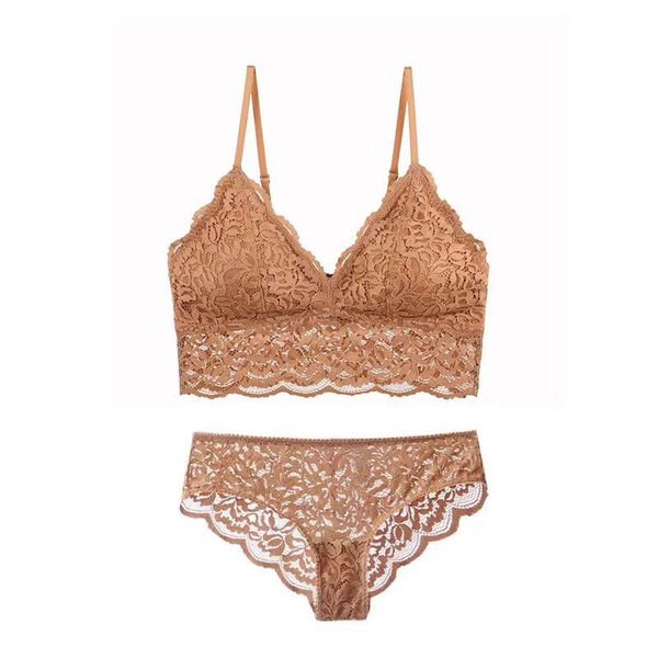 

manufacturers direct selling on behalf of bralette thin lace crocheted fully cup underwear women's non-steel ring bra set, Red;black