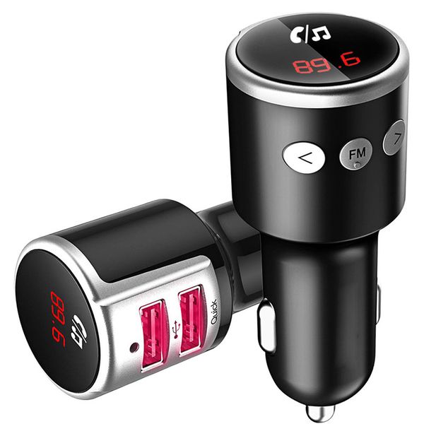 

dual usb car wireless bluetooth receiver bc33 fm adapter mp3 player car fm transmitter charging handsphone kit