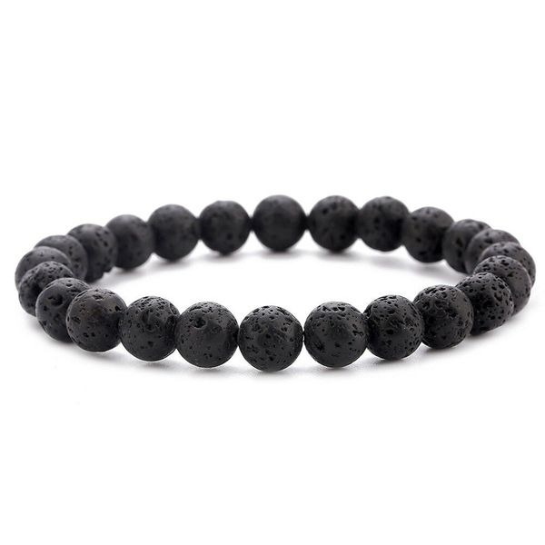 

beaded bracelet 8mm natural stone lava tiger eye black onyx matte healing beads bangle stretch charm yoga for women men jewelry