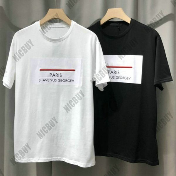 

fashion designer mens luxury t-shirt clothing tshirt embroidery red line paris letter simple print t shirt cotton short sleeve tee top, White;black