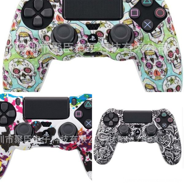 

kfhod ps4shipping bicolor colors non-slip rubber durable silicone skin cover case gamepad protective sleeve for playstation 4 for two
